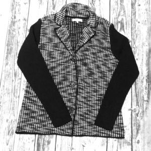 Cocogio Black/White ButtonDown Blazer Wool Sweater